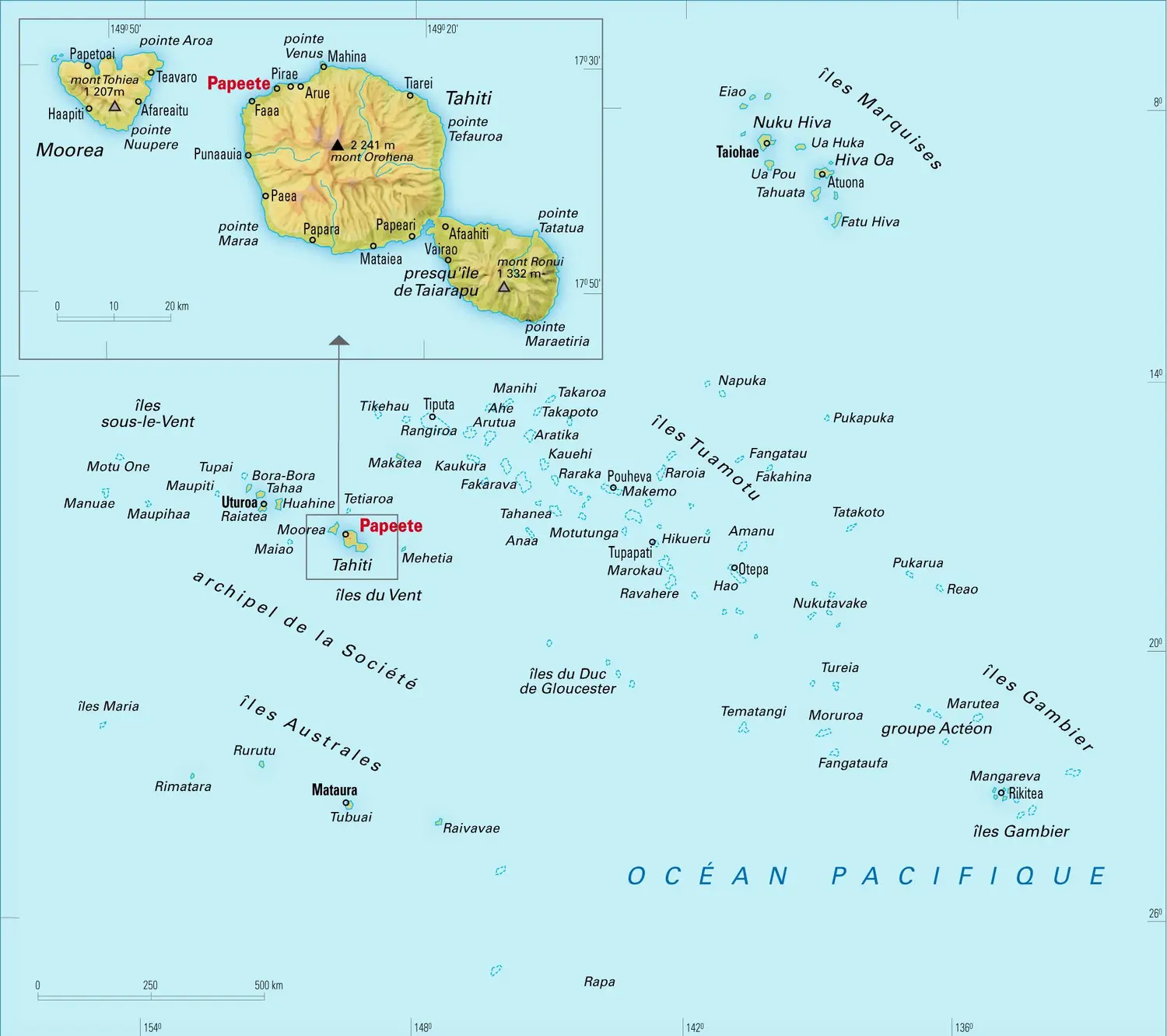 Polynésie française [France] : carte physique