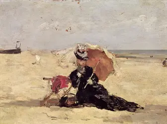 <it>Femme à l'ombrelle sur la plage</it>, E. Boudin - crédits :  Bridgeman Images 