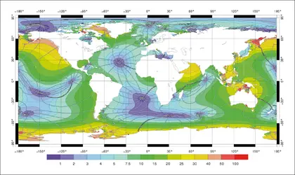 Marées. Composante lunaire semi-diurne - crédits : Encyclopædia Universalis France