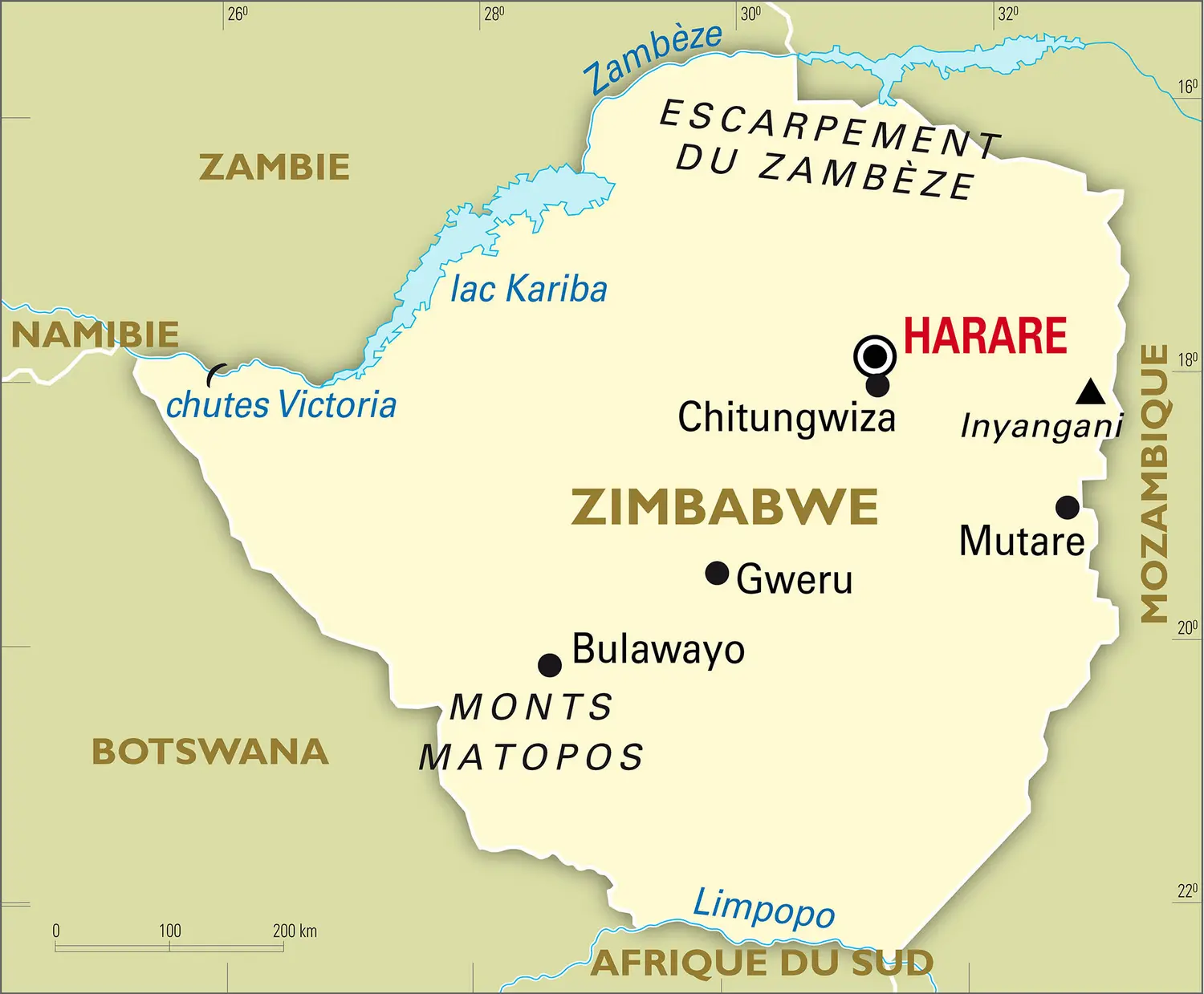 Zimbabwe : carte générale
