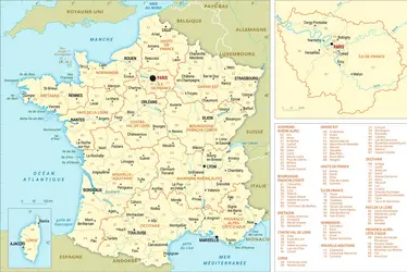 France : carte administrative - crédits : Encyclopædia Universalis France