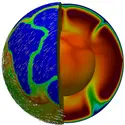 Modélisation de la convection mantellique avec la dérive des continents - crédits : L. Bello