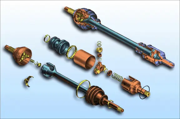 Transmission transversale : vue éclatée