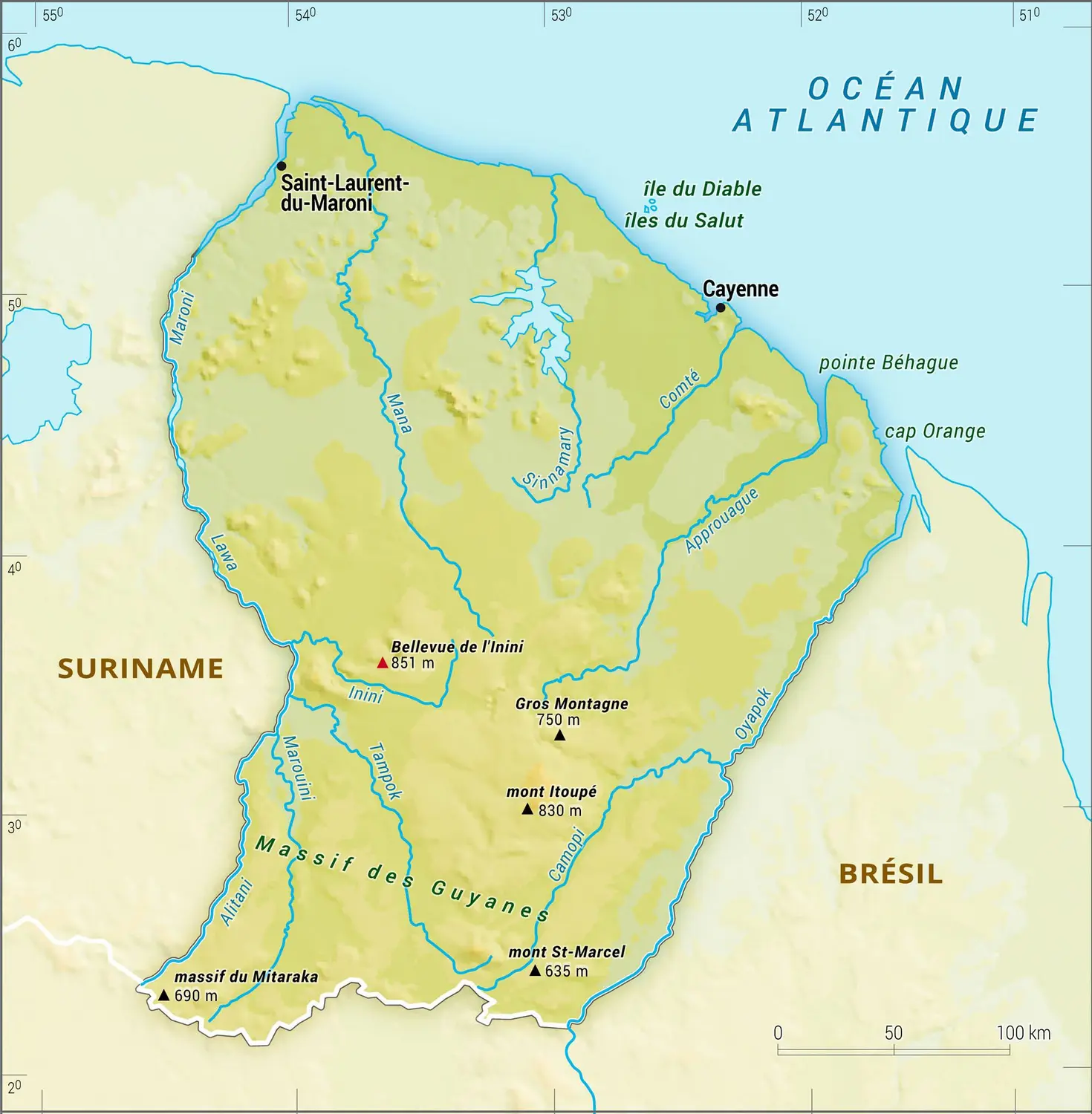 
			Guyane [France] : carte physique
		