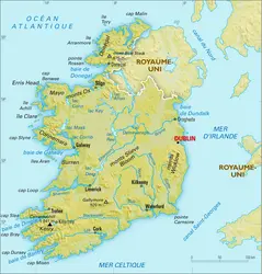 Irlande : carte physique - crédits : Encyclopædia Universalis France