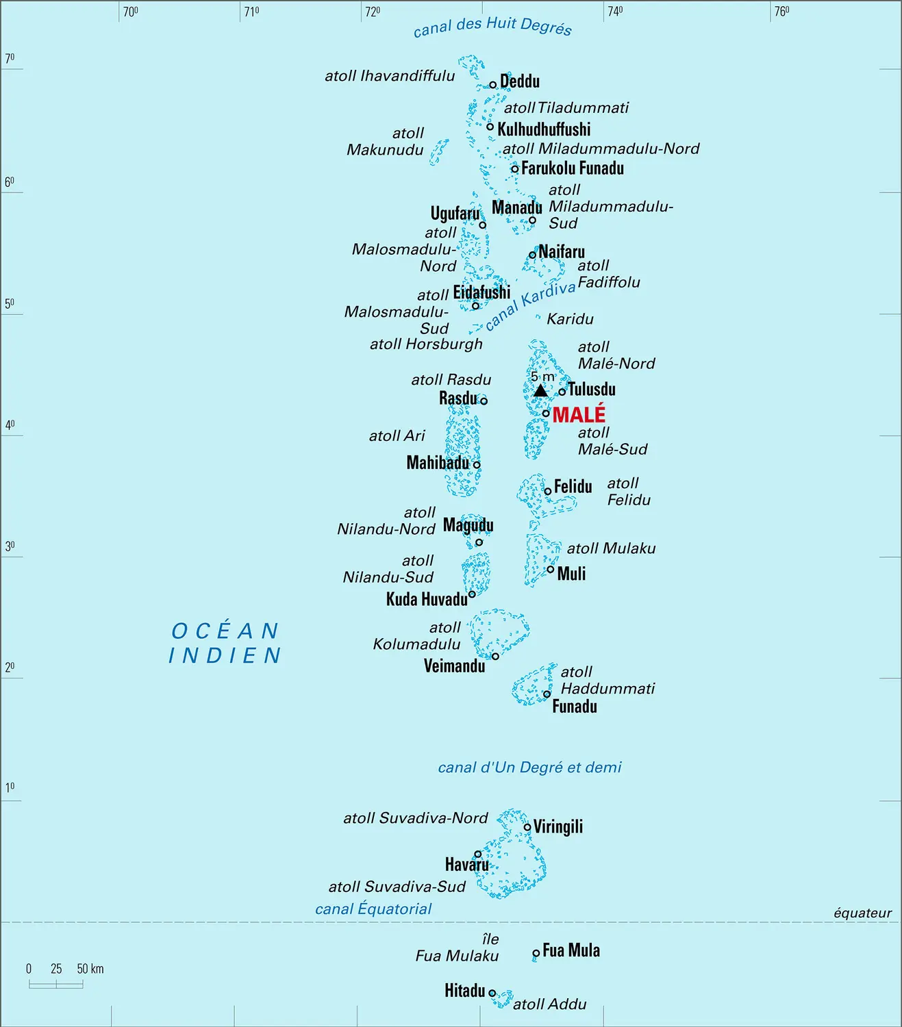 Maldives : carte physique