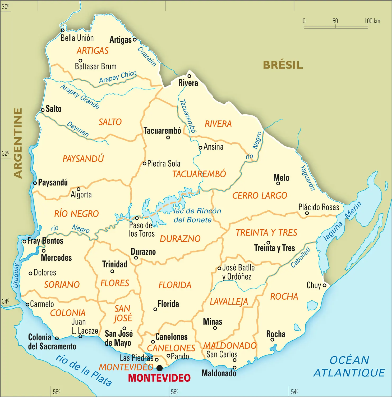 Uruguay : carte administrative