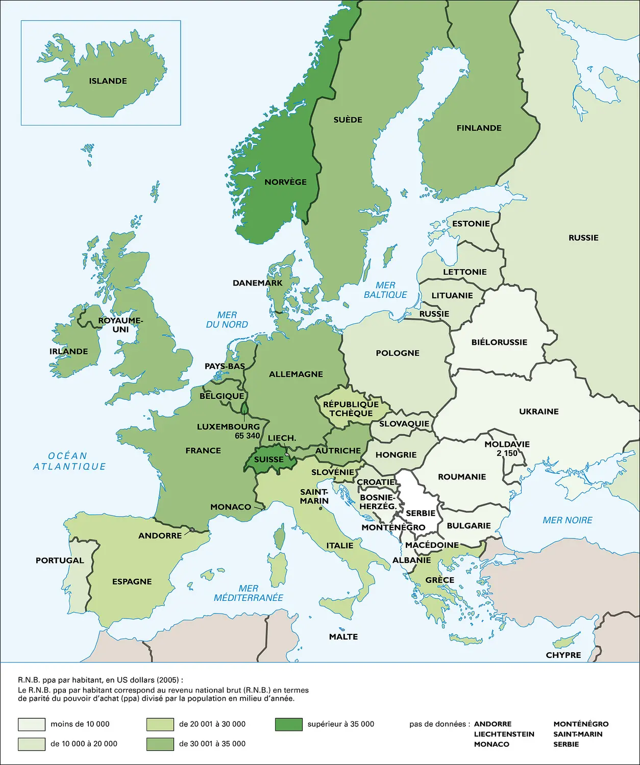 Europe : revenu par habitant