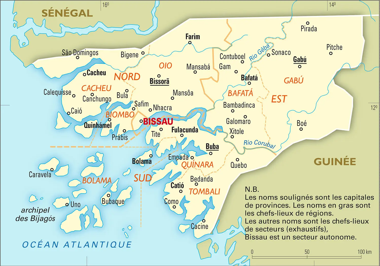 Guinée-Bissau : carte administrative
