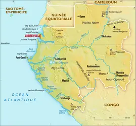 Gabon : carte physique - crédits : Encyclopædia Universalis France