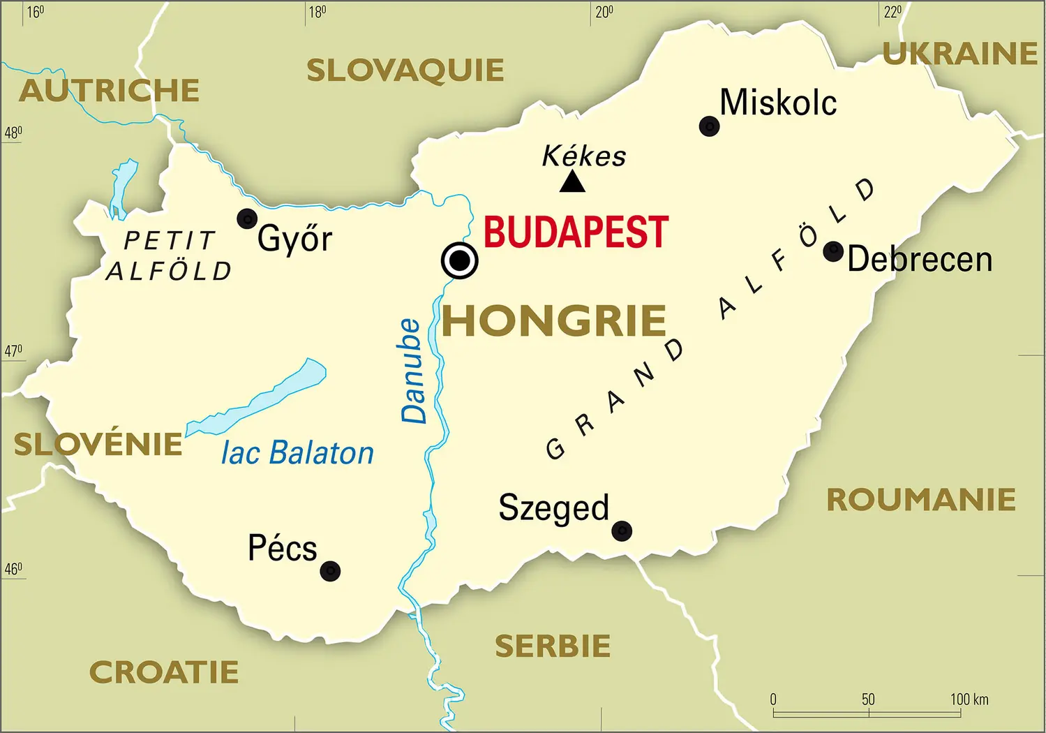 Hongrie : carte générale