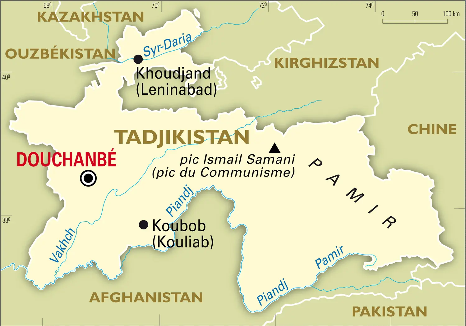 Tadjikistan : carte générale