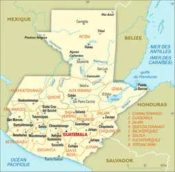 Guatemala : carte administrative - crédits : Encyclopædia Universalis France