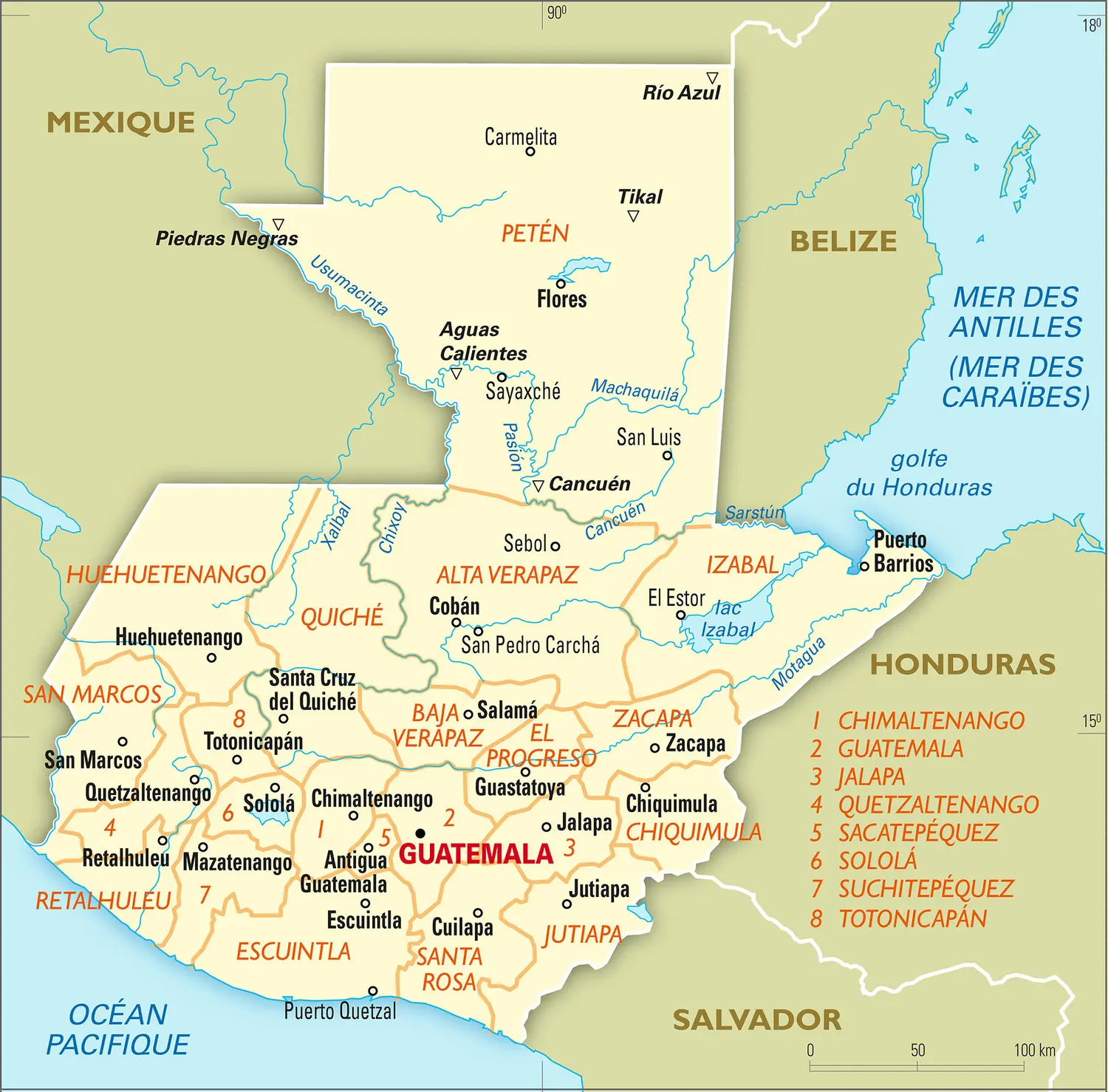 Guatemala : carte administrative