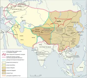 Empire mongol, XIII<sup>e</sup> siècle - crédits : Encyclopædia Universalis France