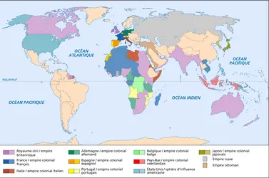 Les empires coloniaux au début du <pc>XX</pc><sup>e</sup> siècle - crédits : Encyclopædia Universalis France