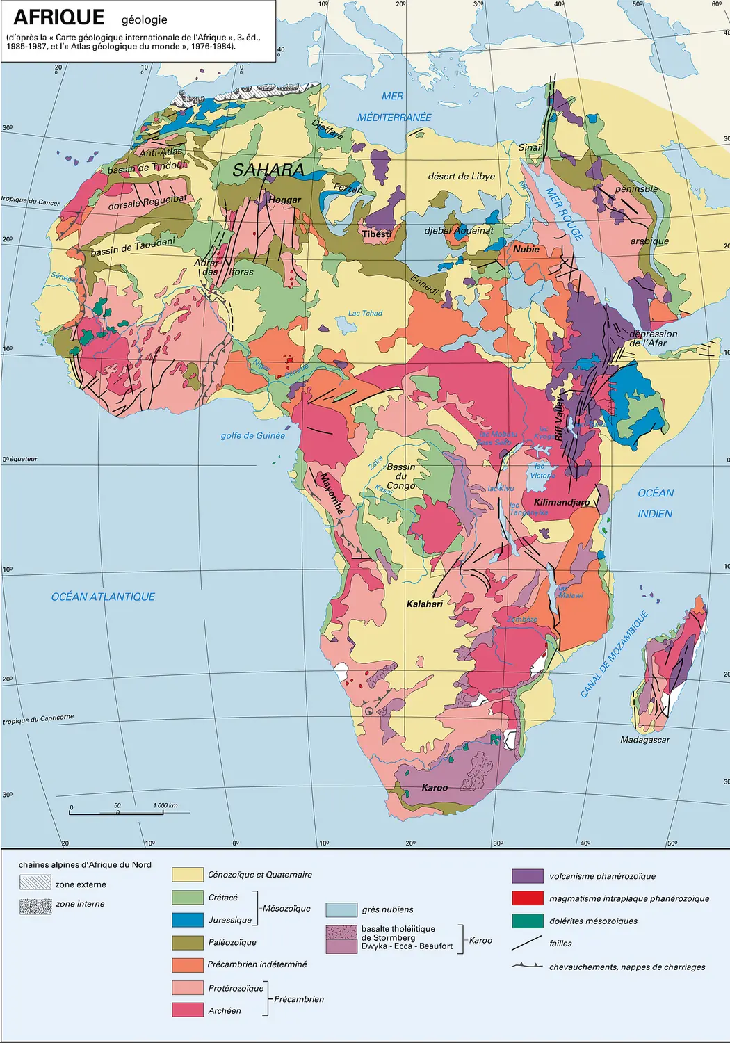 Carte géologique de l'Afrique