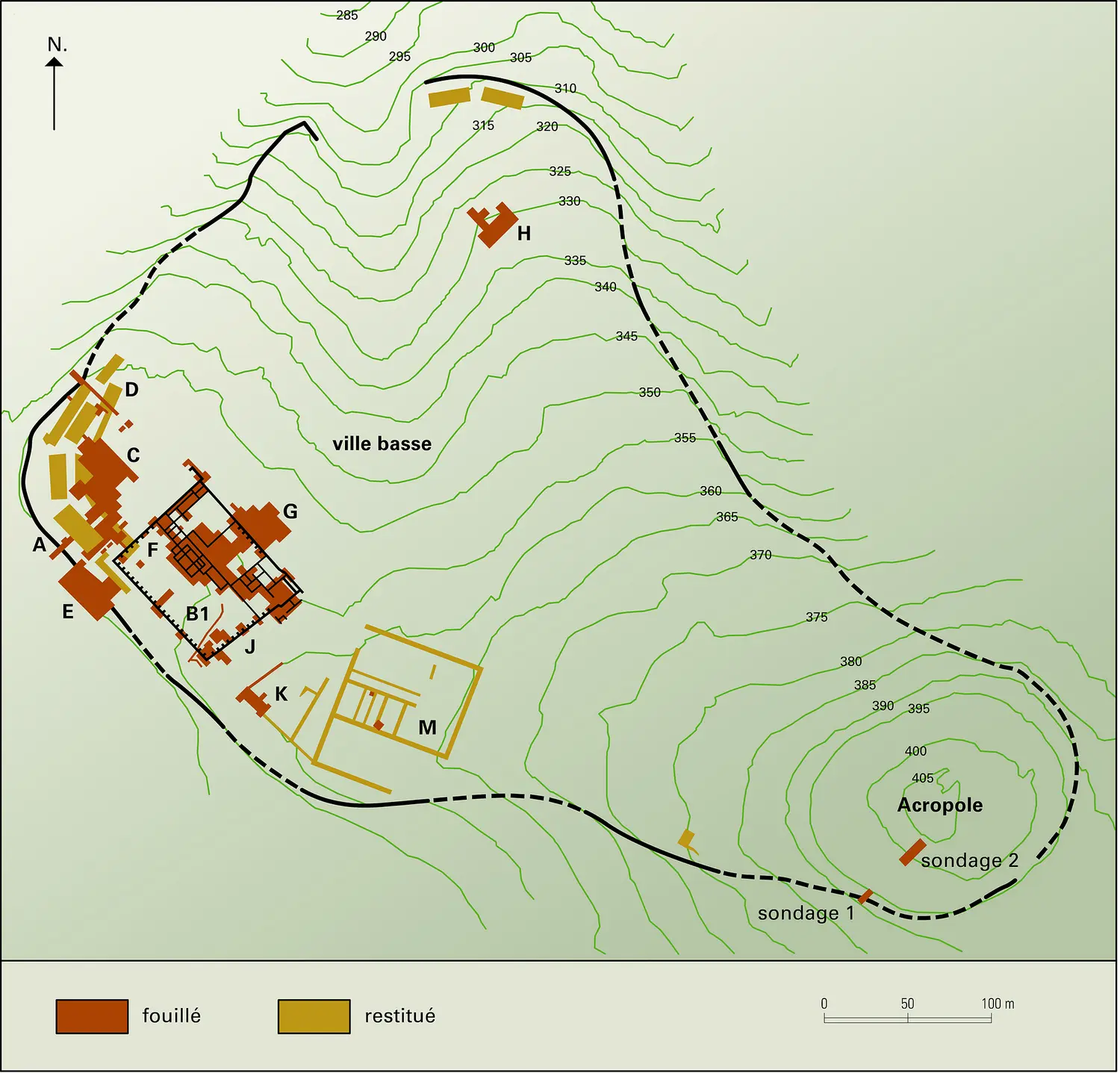 Tel Yarmouth, Israël. Plan topographique