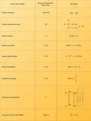 Liaisons et énergies d'interaction - crédits : Encyclopædia Universalis France