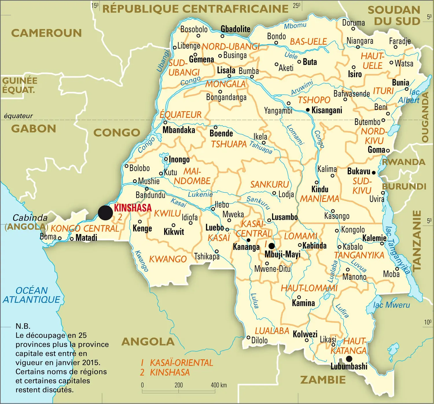 Congo (République démocratique du) : carte administrative