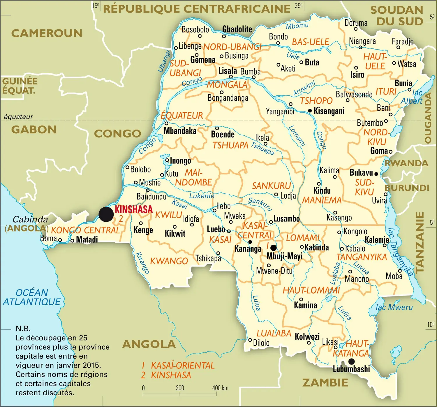 Congo (République démocratique du) : carte administrative - Média ...