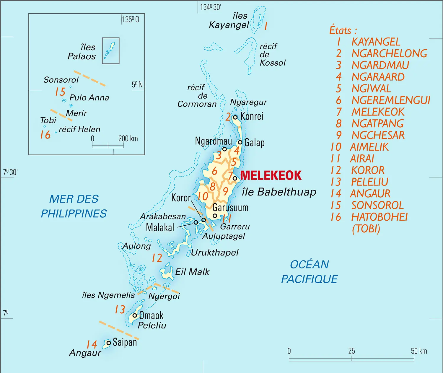 Palaos : carte administrative