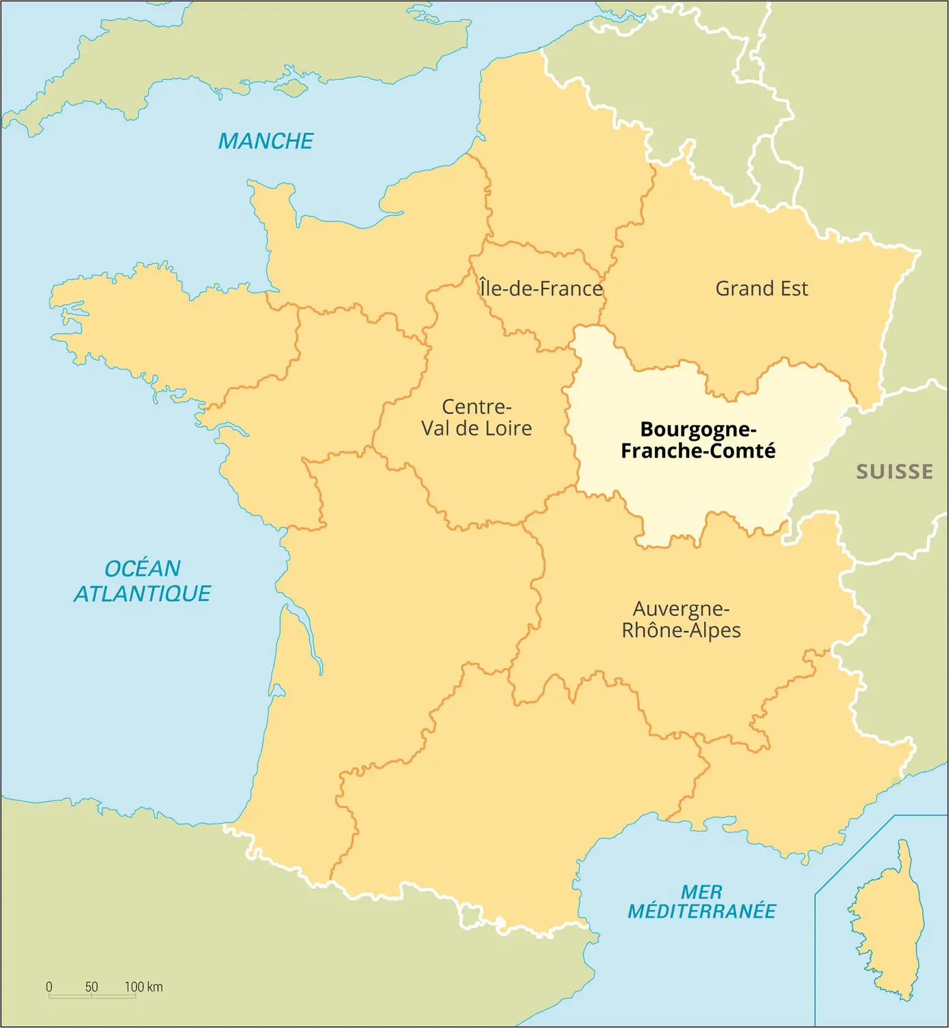 Bourgogne-Franche-Comté : carte de situation