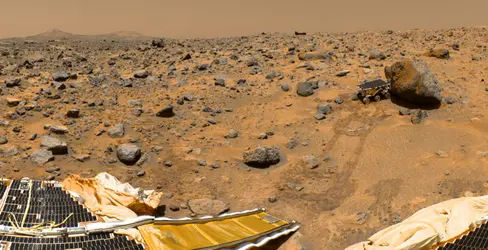 Site de Mars Pathfinder - crédits : Courtesy NASA / Jet Propulsion Laboratory