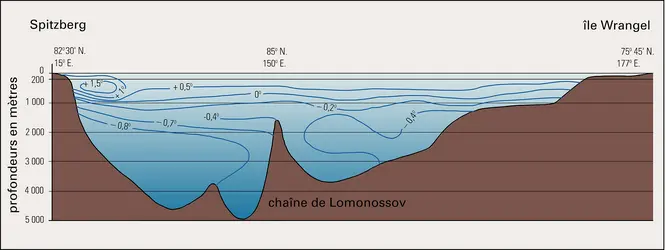Arctique : température de l'eau le long du Spitzberg - crédits : Encyclopædia Universalis France