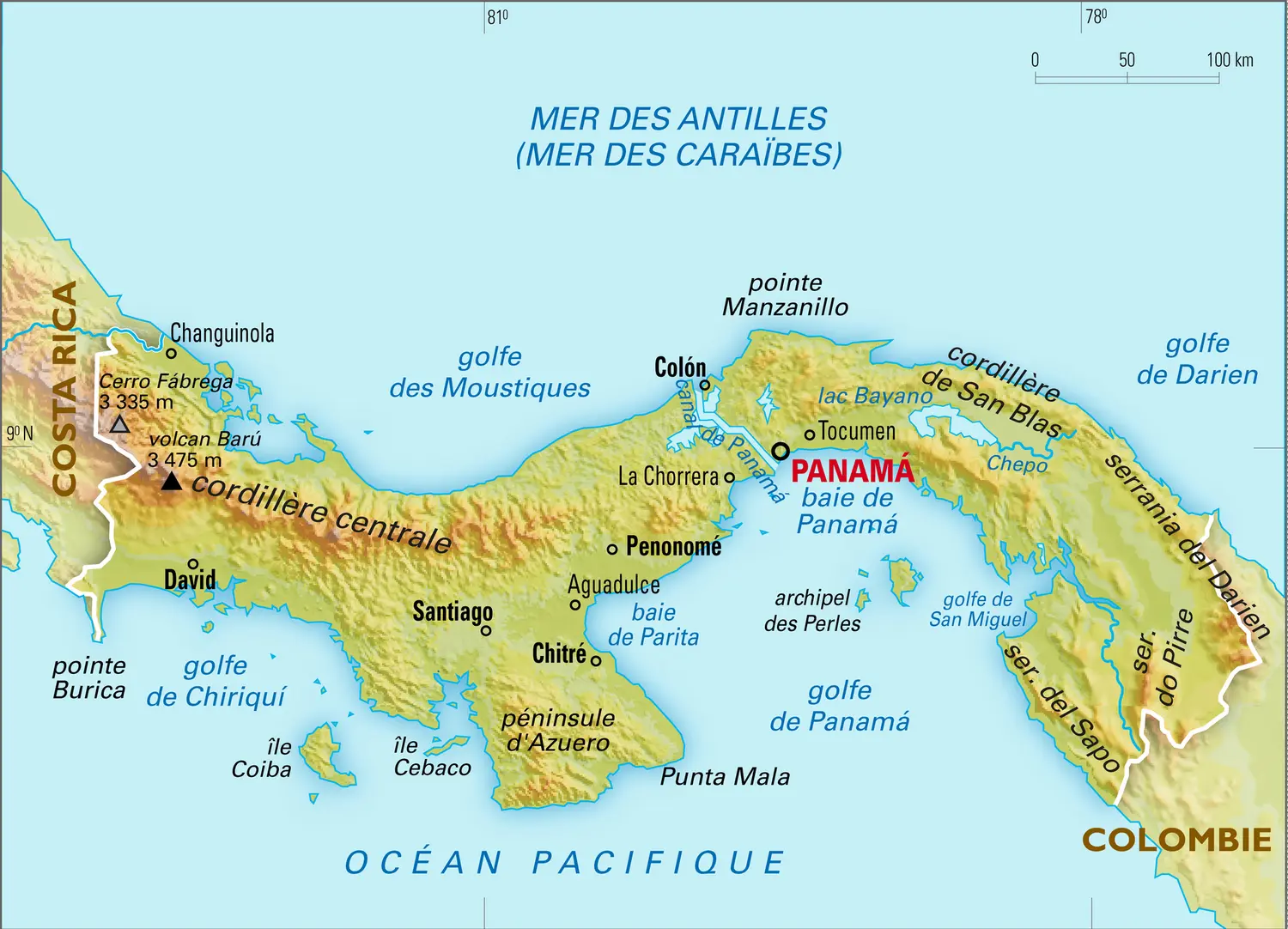 Panamá : carte physique