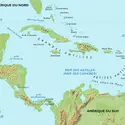 Amérique centrale et Caraïbes : carte physique - crédits : Encyclopædia Universalis France