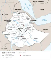 Éthiopie : régions et relief - crédits : Encyclopædia Universalis France