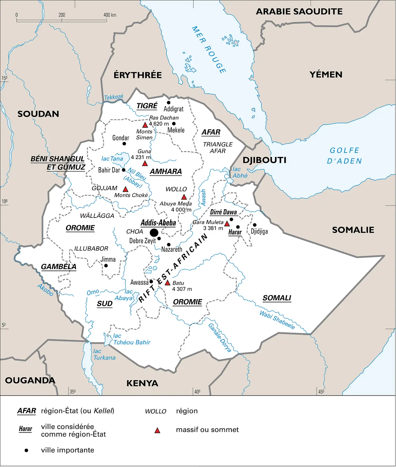 Éthiopie : régions et relief