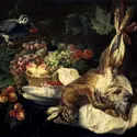 <it>Nature morte avec lièvre, fruit et perroquet</it>, J. Fyt - crédits :  Bridgeman Images 