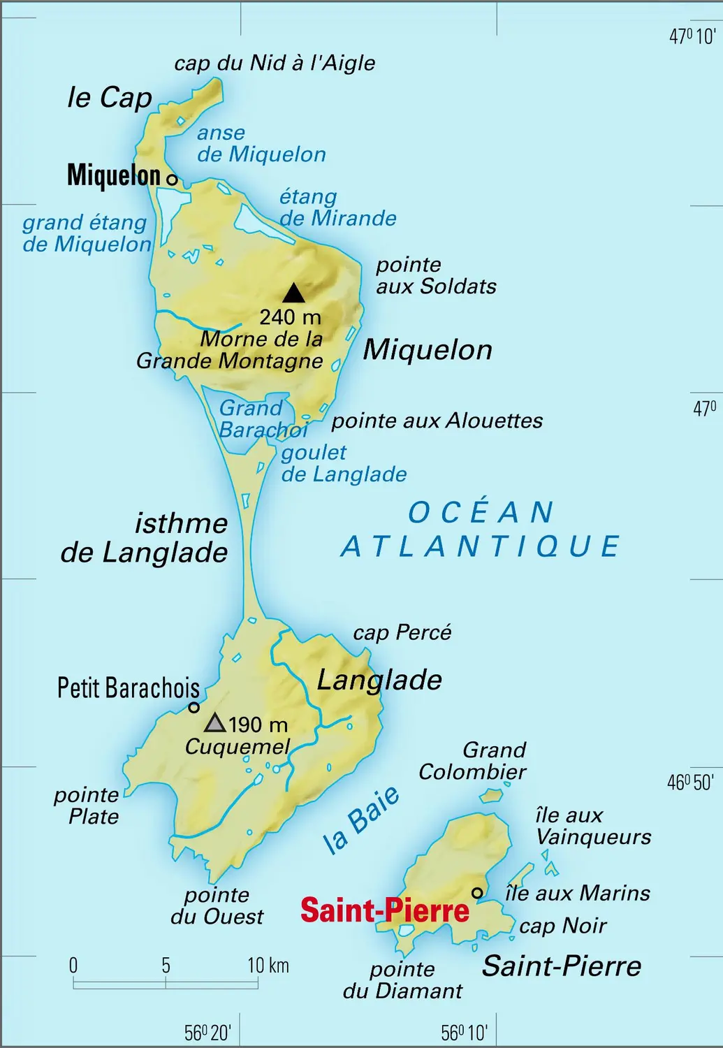 Saint-Pierre-et-Miquelon [France] : carte physique