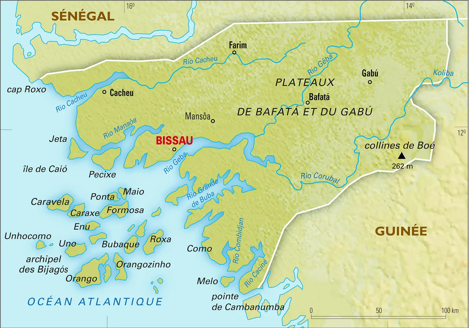 Guinée-Bissau : carte physique