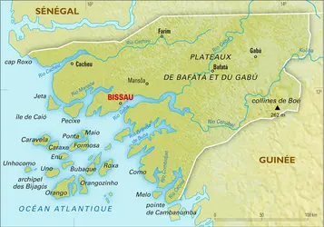 Guinée-Bissau : carte physique - crédits : Encyclopædia Universalis France