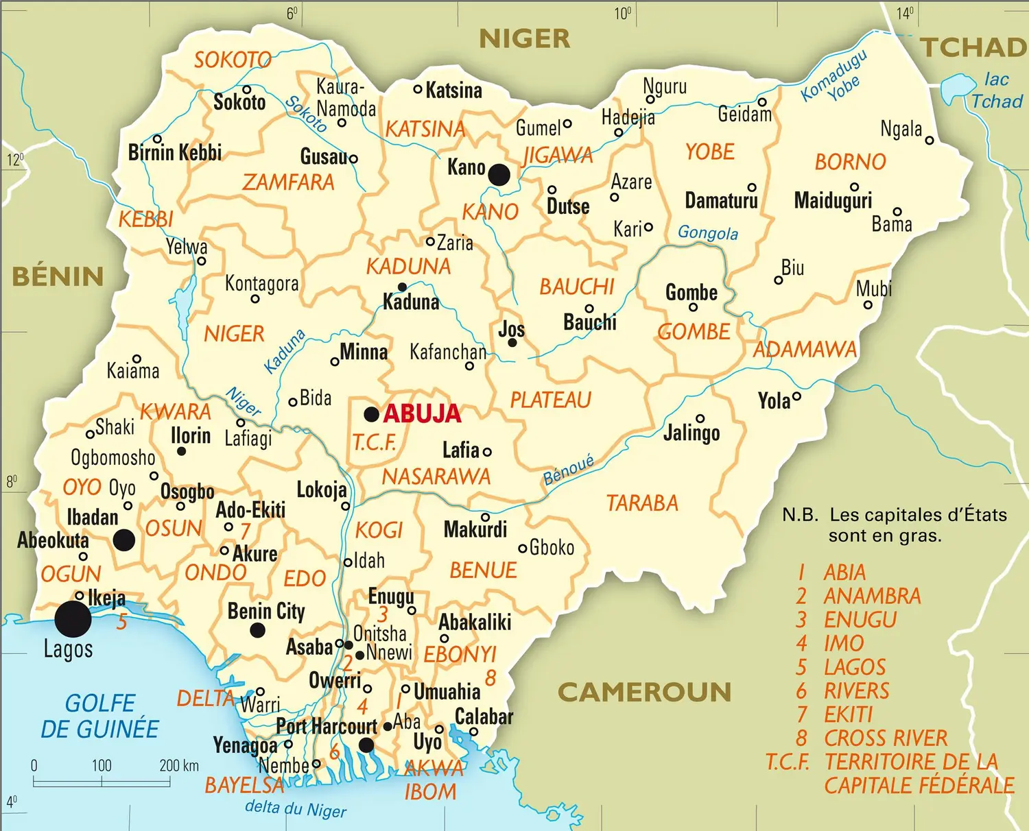 Nigeria : carte administrative