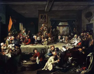 <it>Le Repas à l'auberge</it>, W. Hogarth - crédits :  Bridgeman Images 