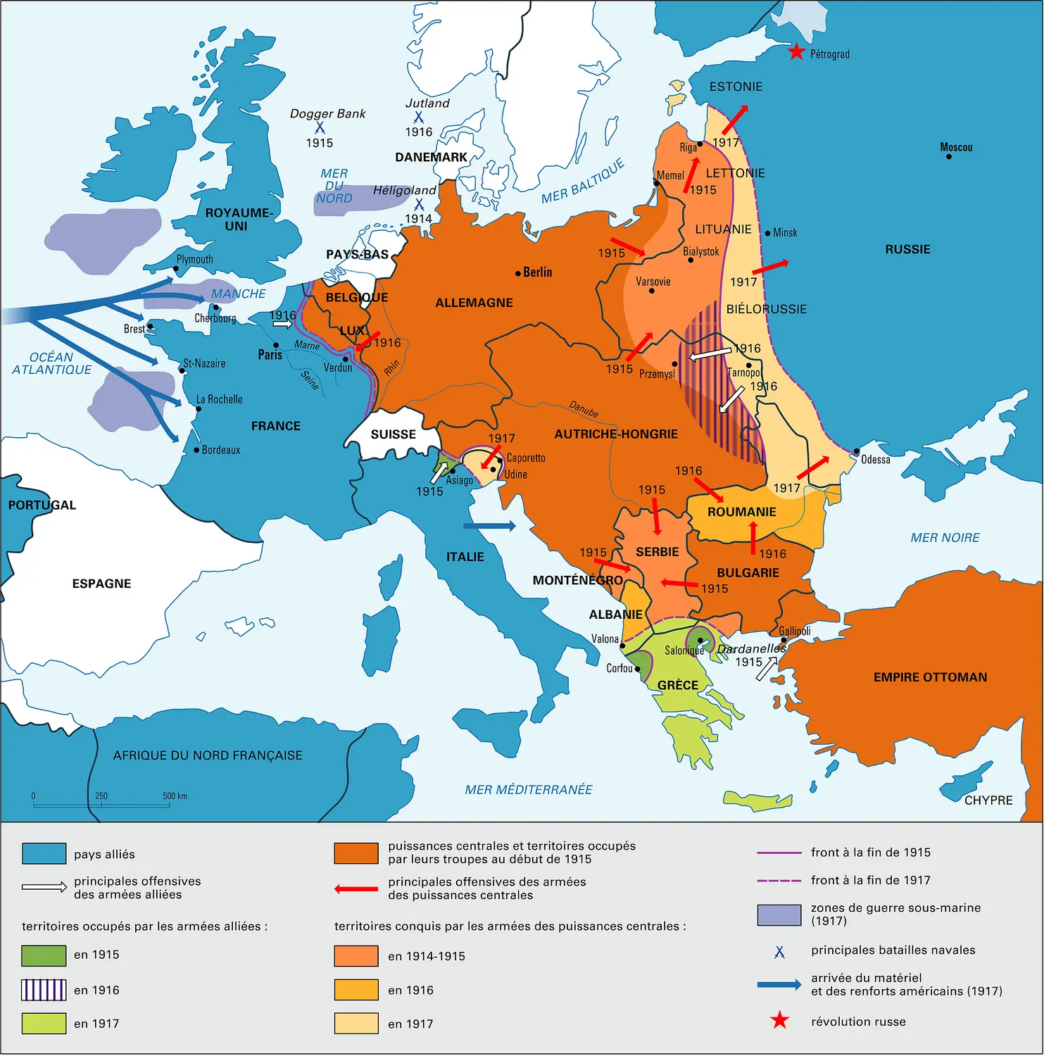 Première Guerre mondiale, fronts européens de 1915 à 1917