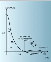 Variation thermique de l'aimantation d'un grenat ferrimagnétique - crédits : Encyclopædia Universalis France