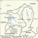 Sikkim : monastères et routes principales - crédits : Encyclopædia Universalis France