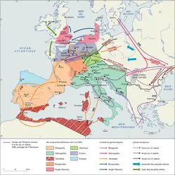 Grandes Invasions, IV<sup>e</sup>-V<sup>e</sup> siècle - crédits : Encyclopædia Universalis France