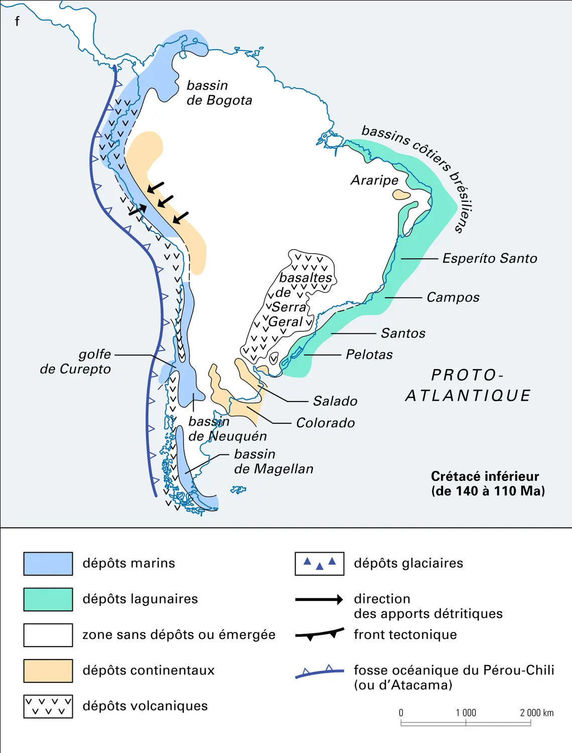 Cartes paléogéographiques simplifiées de l'Amérique du Sud - vue 6