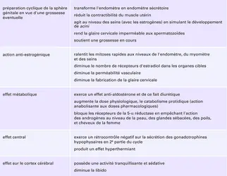 Action physiologique de la progestérone - crédits : Encyclopædia Universalis France