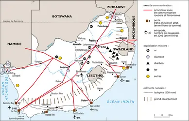 Afrique du Sud : transports et activités minières - crédits : Encyclopædia Universalis France