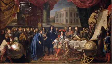 <it>Présentation des membres de l’Académie des sciences par Colbert à Louis XIV</it>, Henri Testelin, d’après Charles Le brun - crédits :  Fine Art Images/ Heritage Images/ Getty Images