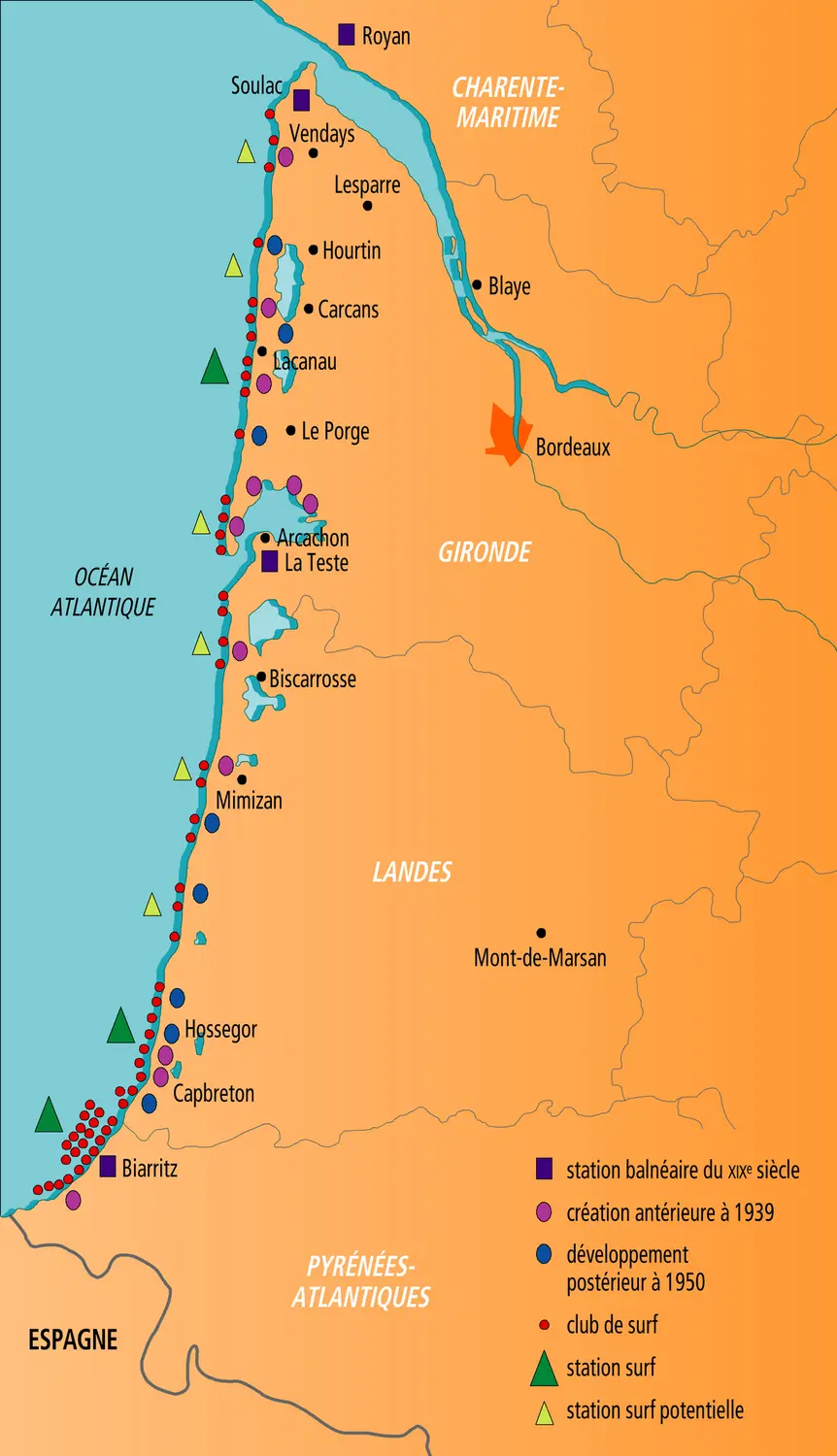 Clubs et stations sur les côtes landaise et girondine