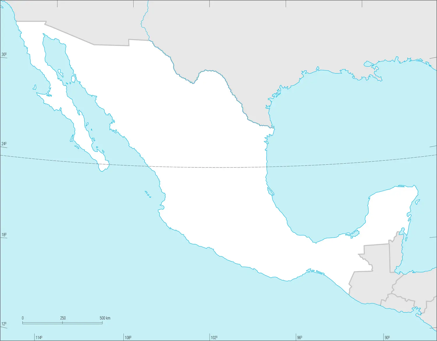 Mexique : carte vierge