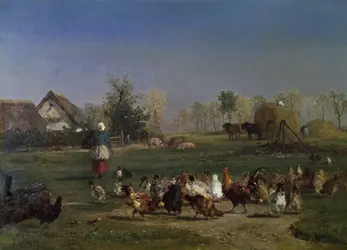 <it>La Provende des poules</it>, C. Troyon - crédits : AKG-images